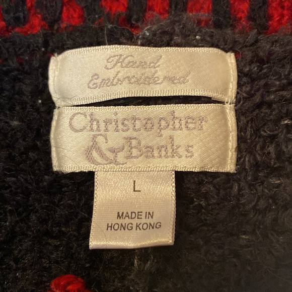 Vintage Christopher & Banks hand embroidered patchwork whipstitch cardigan - Picture 3 of 9